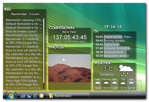 桌面行事曆中文版下載 Rainlendar Lite