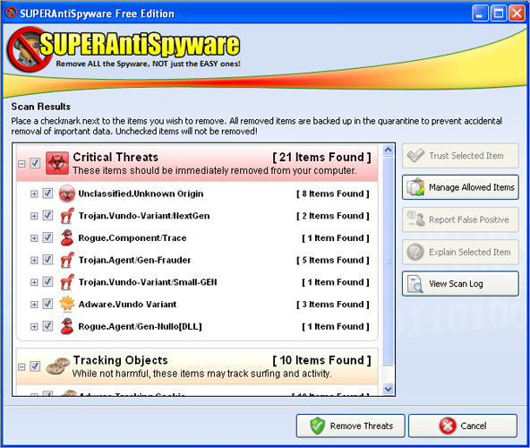 反間諜軟體下載 SuperAntiSpyware Free Edition